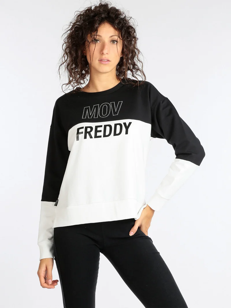F2WMVS1 Felpa donna girocollo - bianco