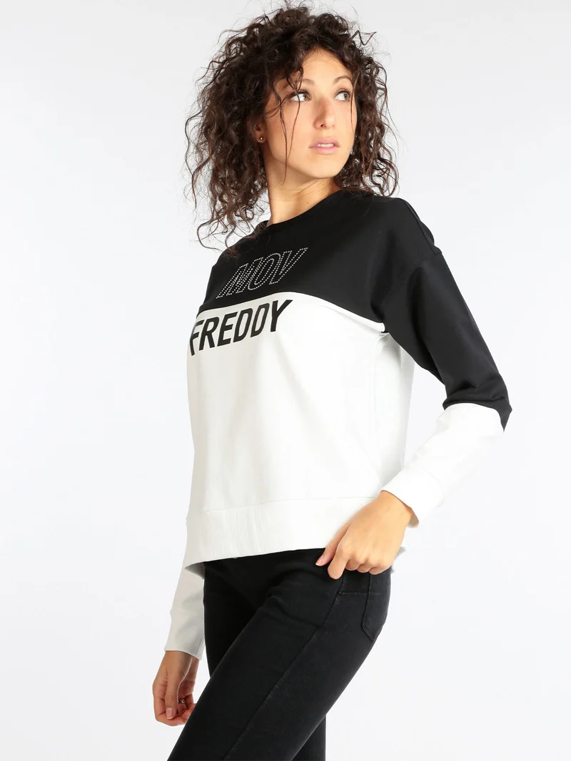 F2WMVS1 Felpa donna girocollo - bianco