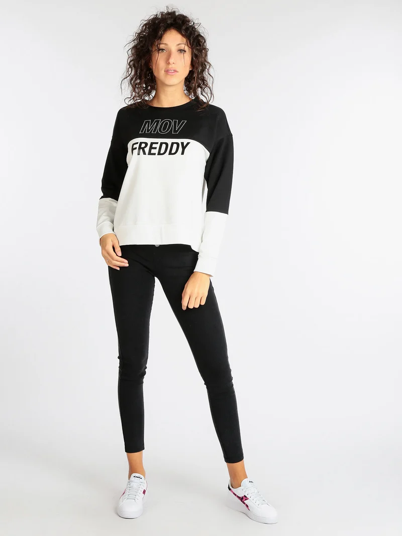 F2WMVS1 Felpa donna girocollo - bianco