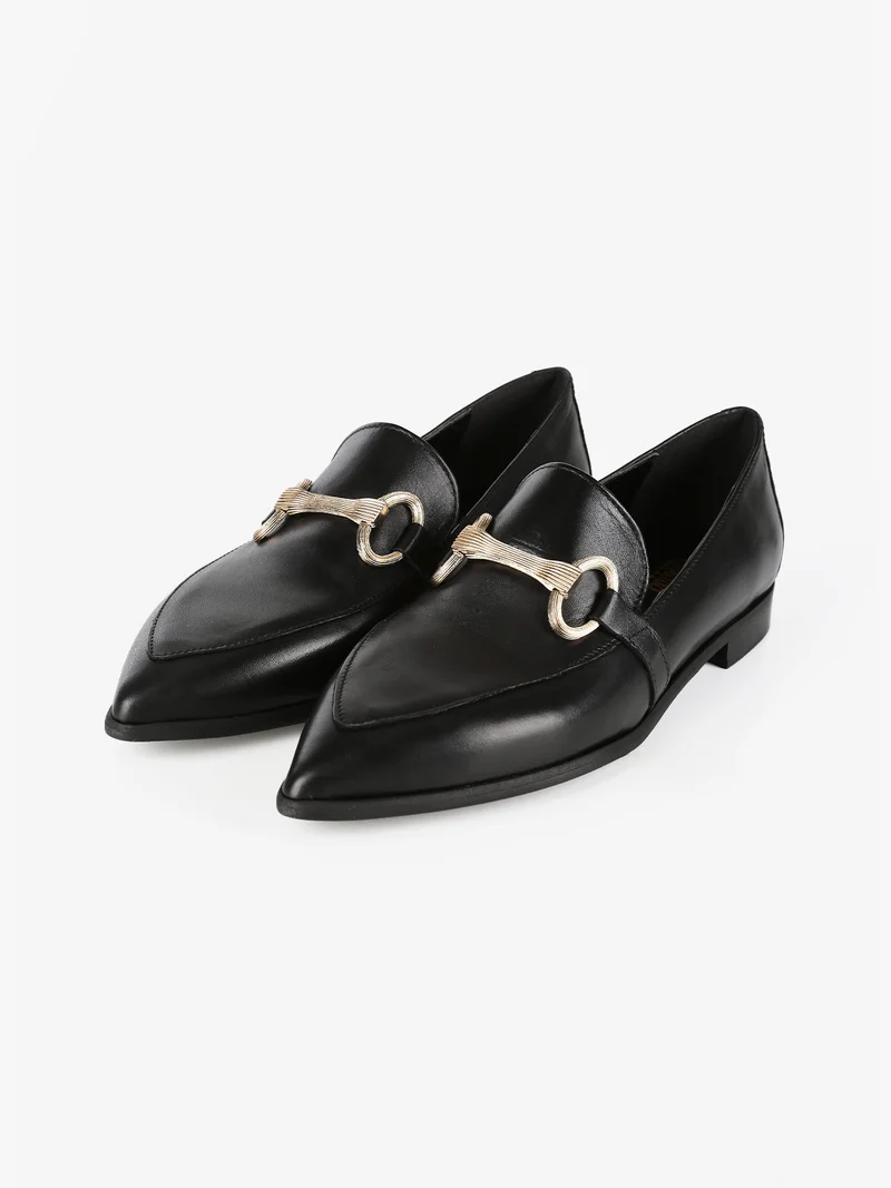 Mocassini in pelle donna a punta - nero