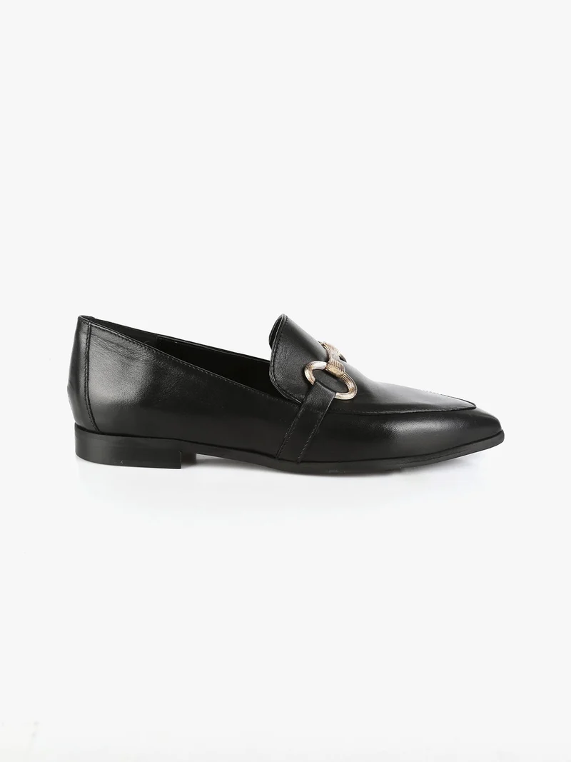 Mocassini in pelle donna a punta - nero