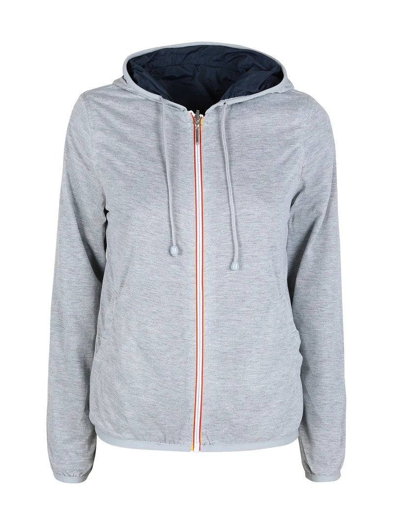 Giacca a vento da donna reversibile con cappuccio - blu scuro