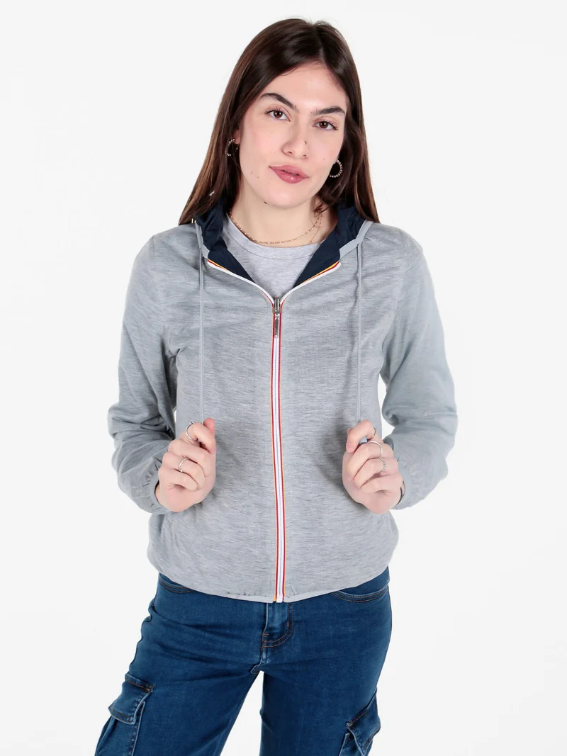 Giacca a vento da donna reversibile con cappuccio - blu scuro
