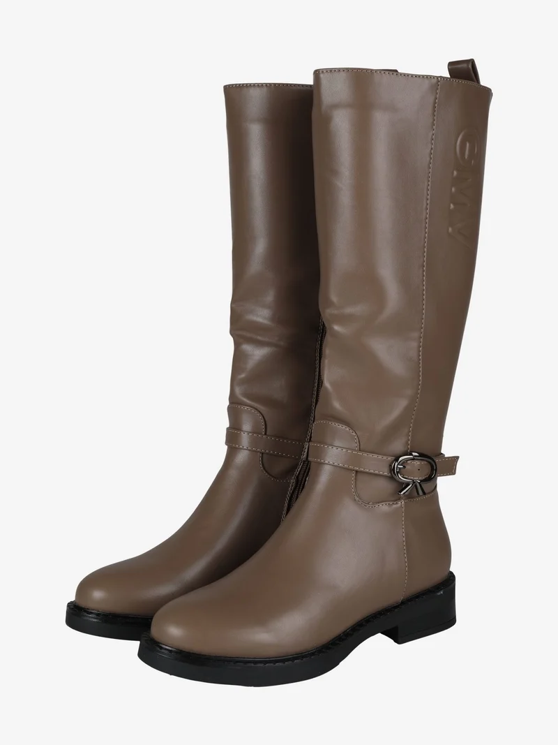 Stivali alti da donna con cinturino - taupe