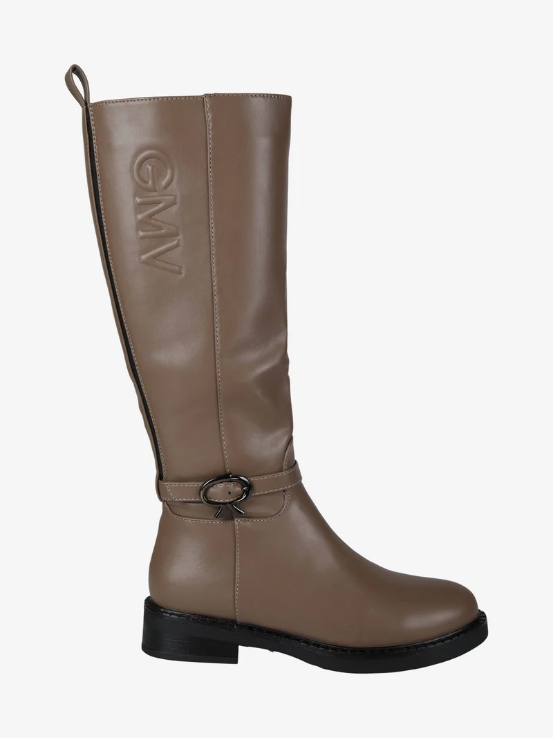 Stivali alti da donna con cinturino - taupe
