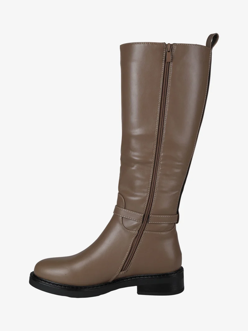 Stivali alti da donna con cinturino - taupe
