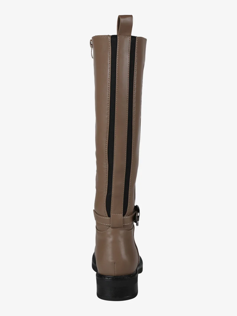 Stivali alti da donna con cinturino - taupe