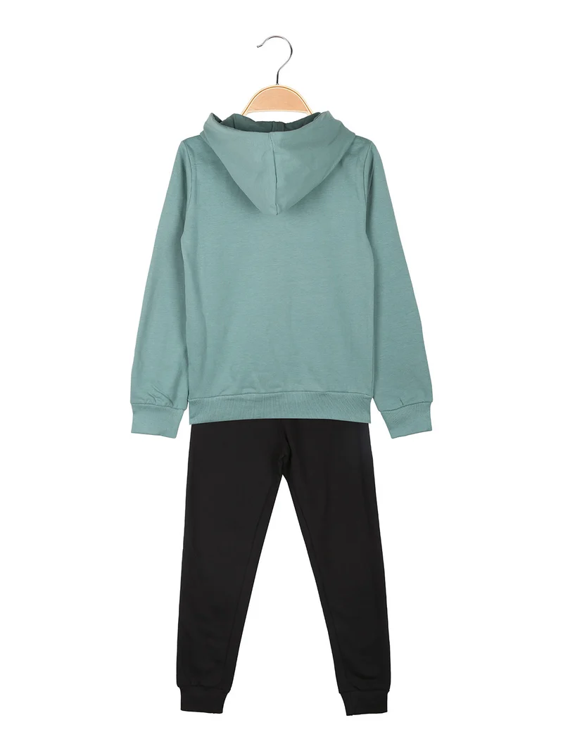 Completo da ragazza 2 pezzi con cappuccio - acqua marina