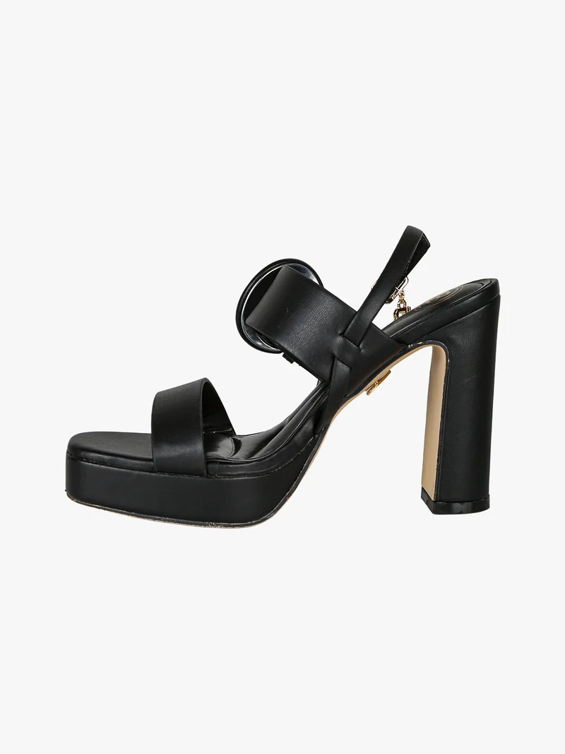Sandali donna fibbia con tacco e plateau - nero