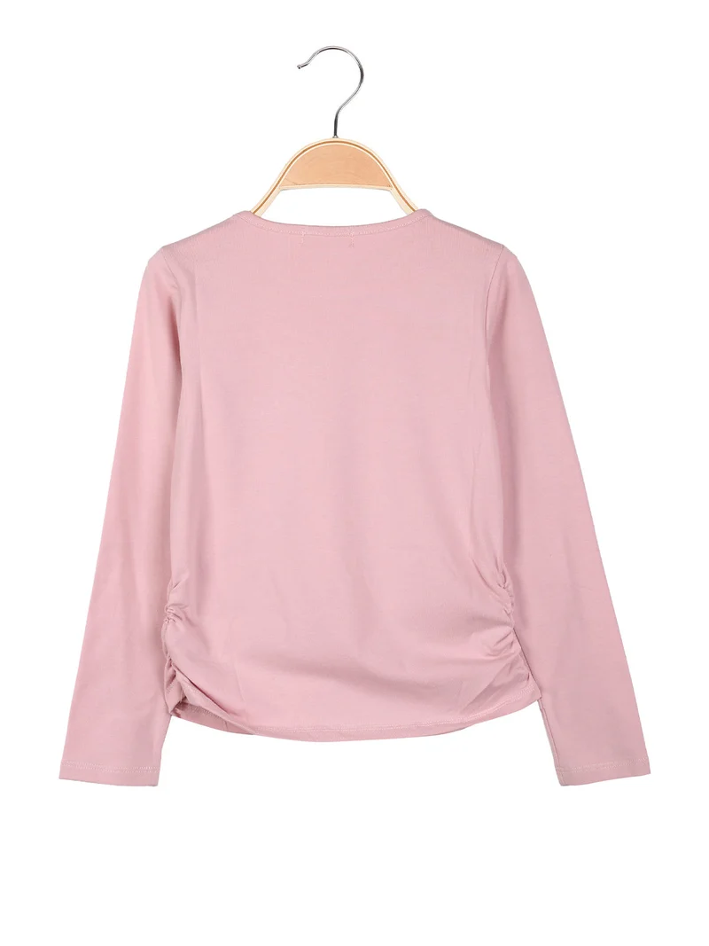 T-shirt da bambina a maniche lunghe con strass - rosa
