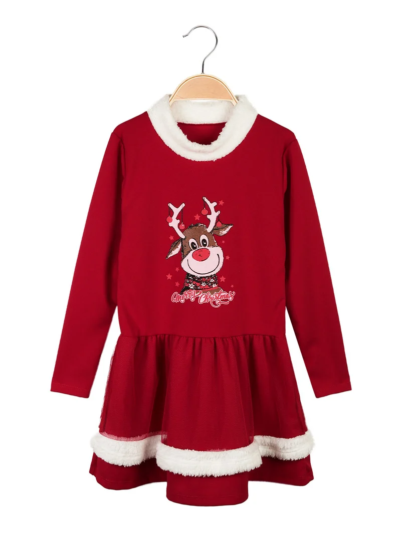 Vestito di Natale bambina con tulle - bordeaux