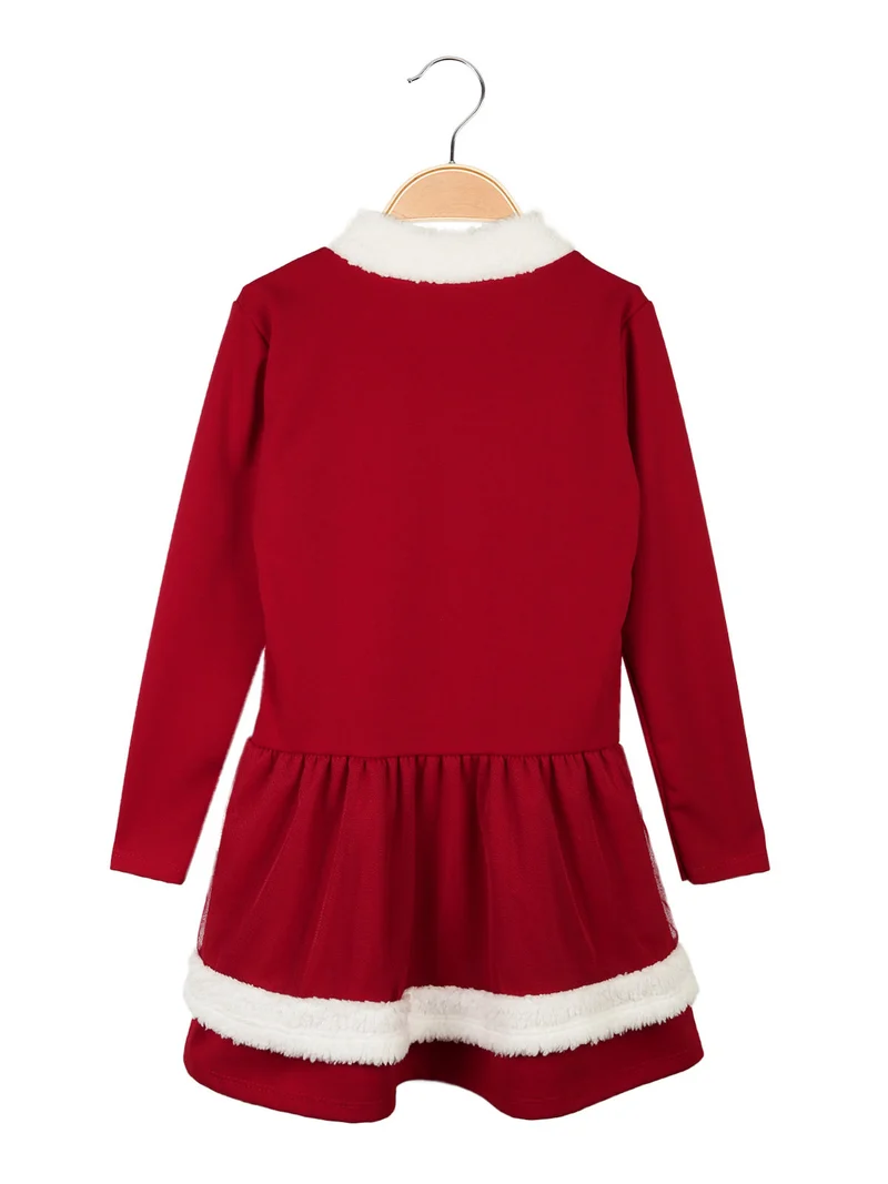 Vestito di Natale bambina con tulle - bordeaux