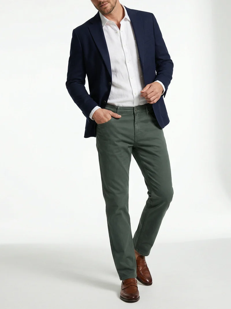 Pantaloni casual da uomo in cotone taglie grandi - militare