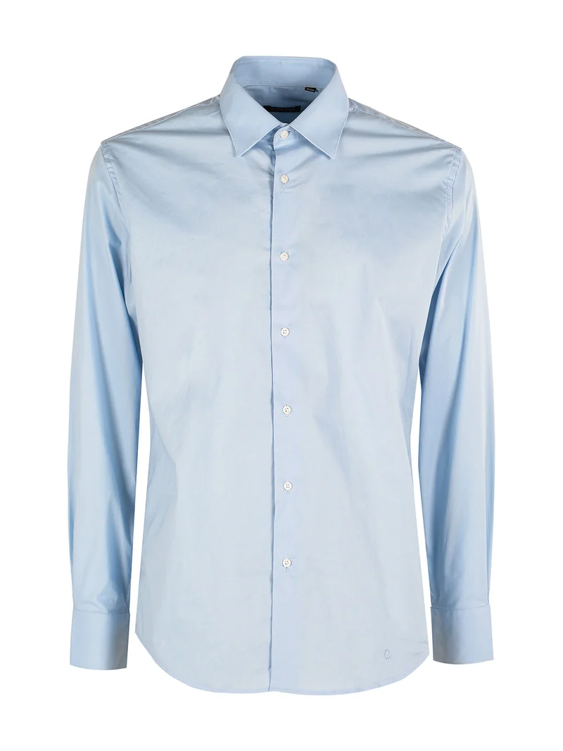 Camicia manica lunga uomo slim fit - celeste