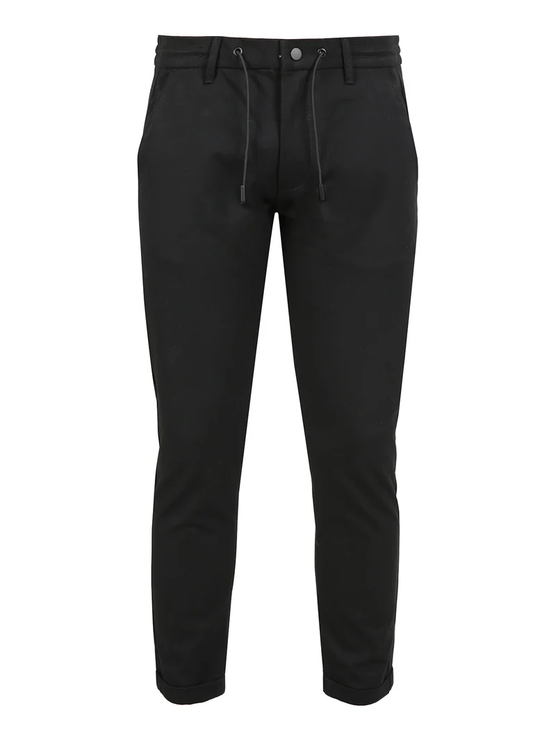Pantaloni casual da uomo con coulisse - nero