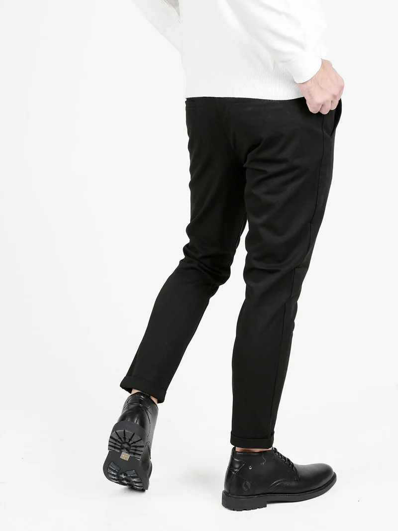 Pantaloni casual da uomo con coulisse - nero