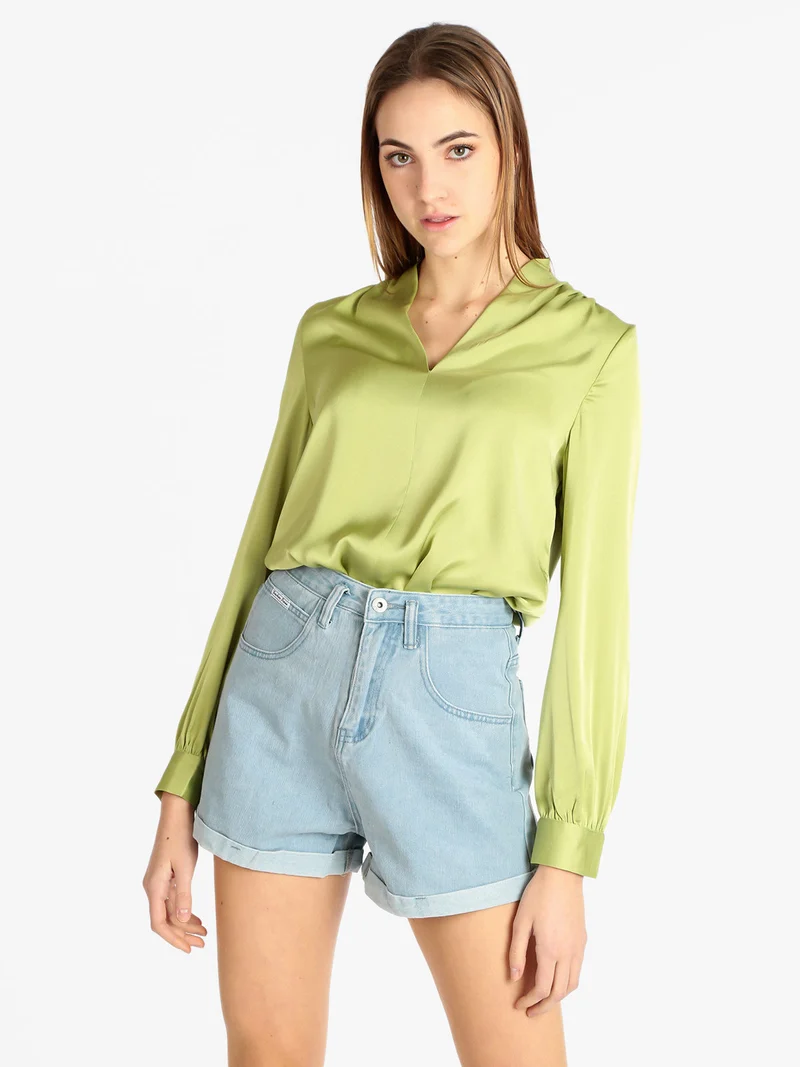 Blusa elegante donna in raso - mela