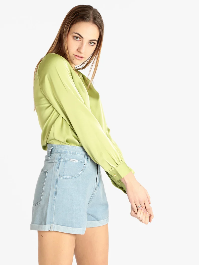 Blusa elegante donna in raso - mela