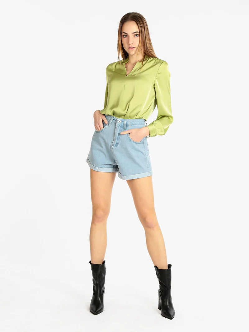 Blusa elegante donna in raso - mela