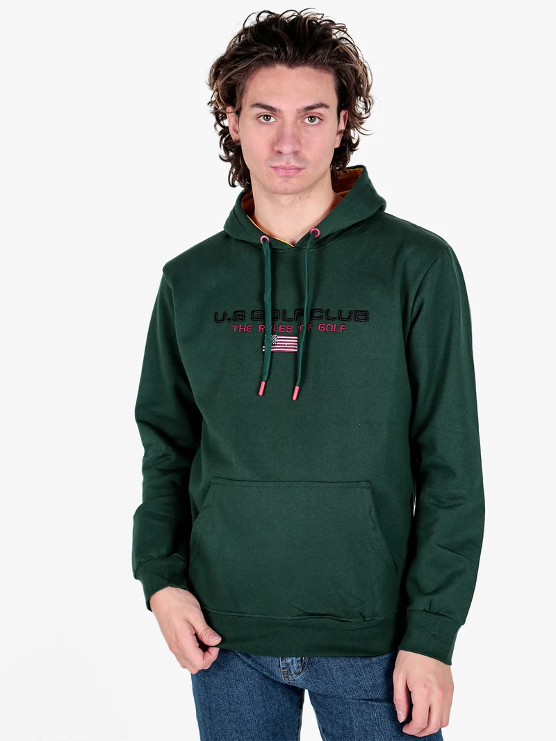 Felpa da uomo con cappuccio e scritta - verde