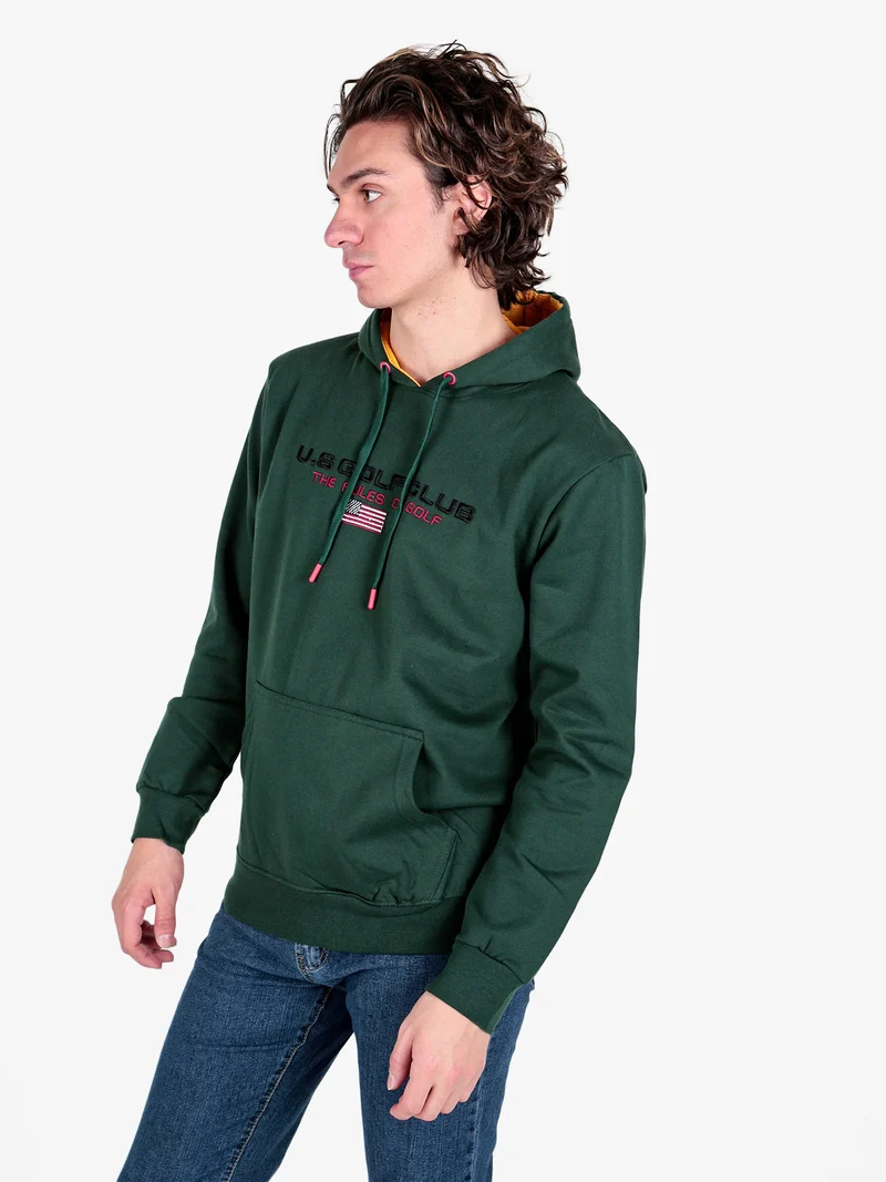 Felpa da uomo con cappuccio e scritta - verde