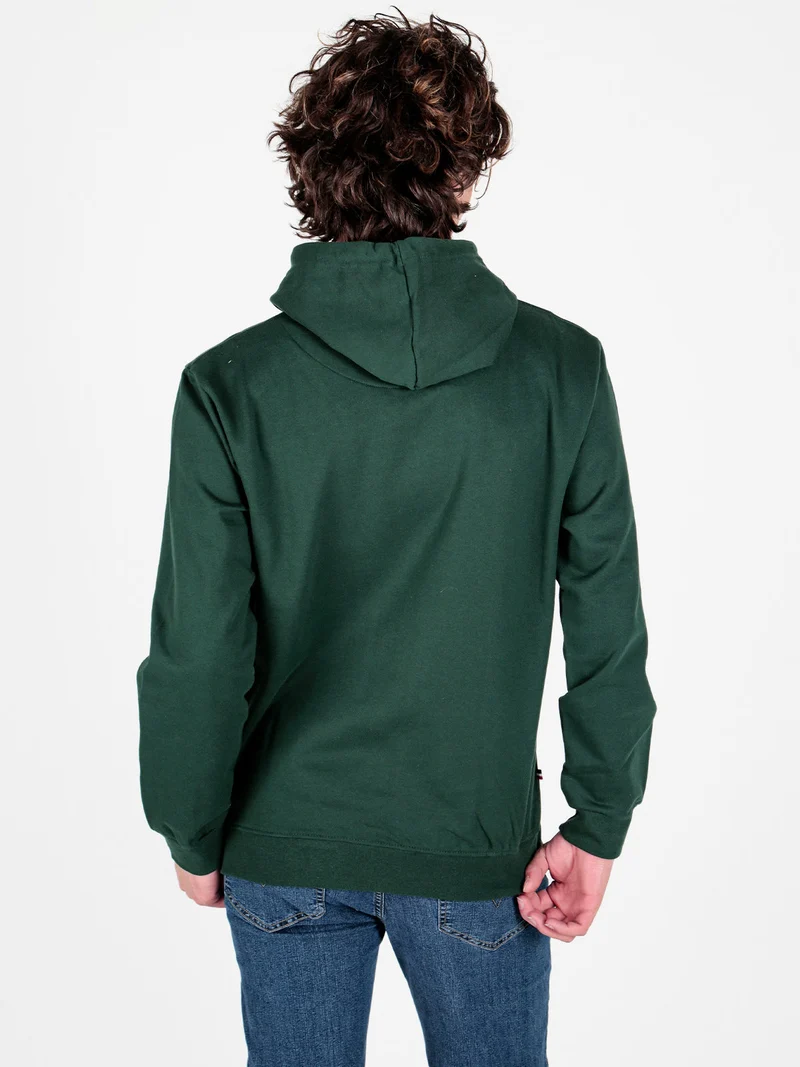 Felpa da uomo con cappuccio e scritta - verde