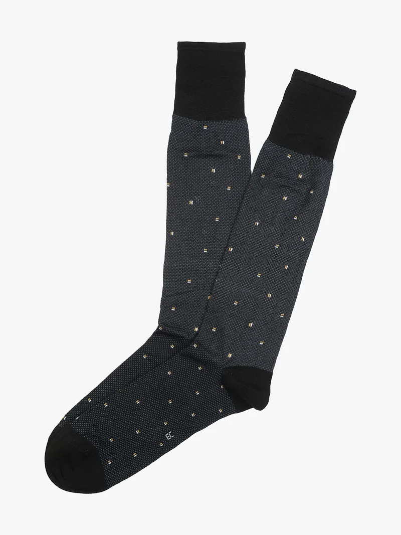 Calze lunghe da uomo in filo di scozia con stampe - nero