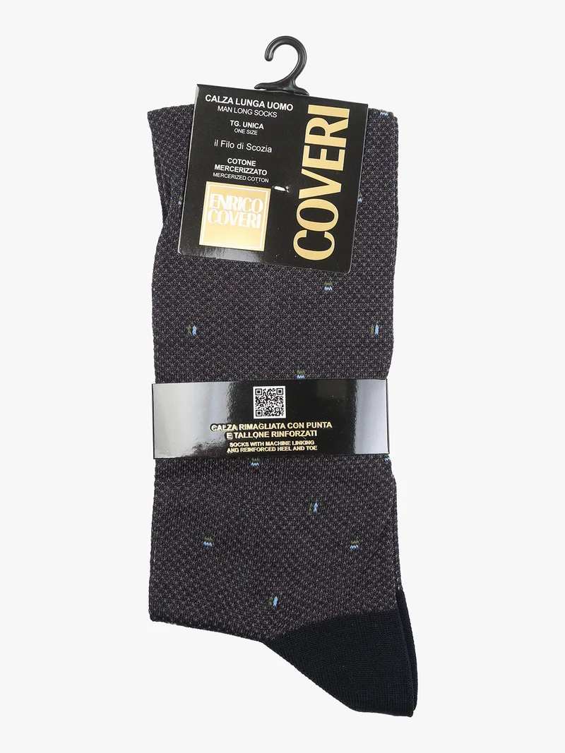 Calze lunghe da uomo in filo di scozia con stampe - nero