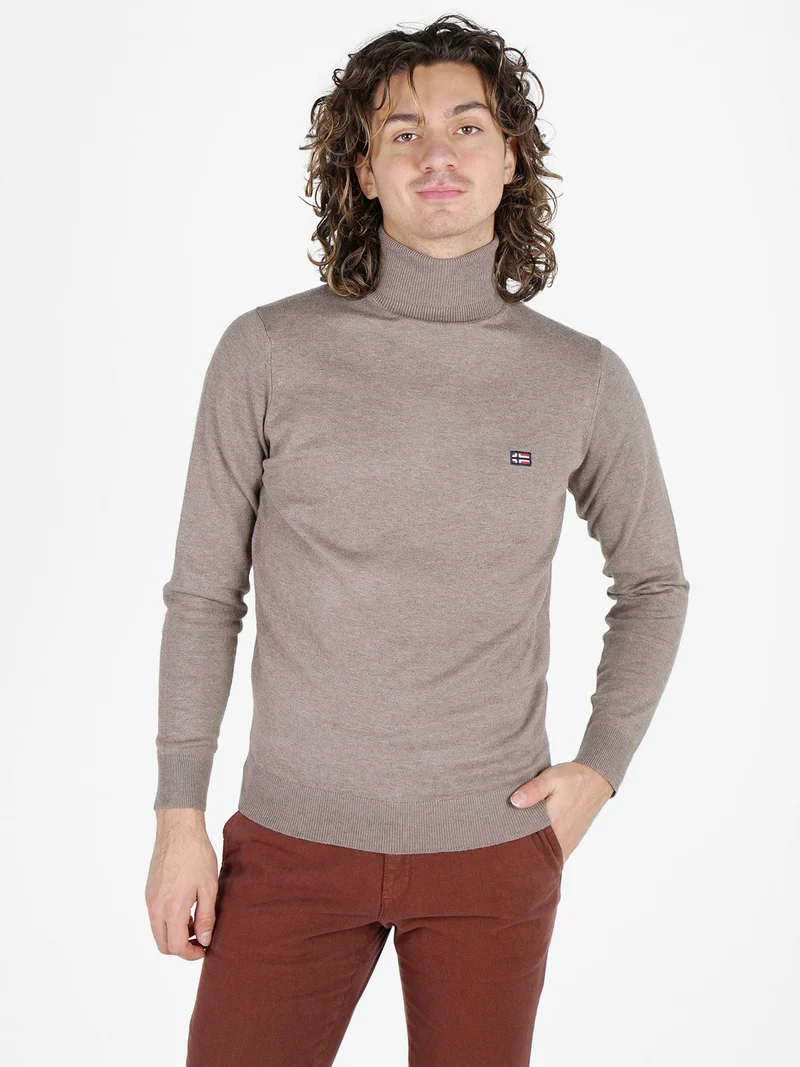 Dolcevita da uomo in maglia - taupe