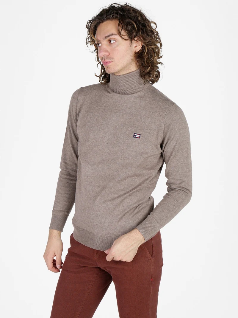 Dolcevita da uomo in maglia - taupe