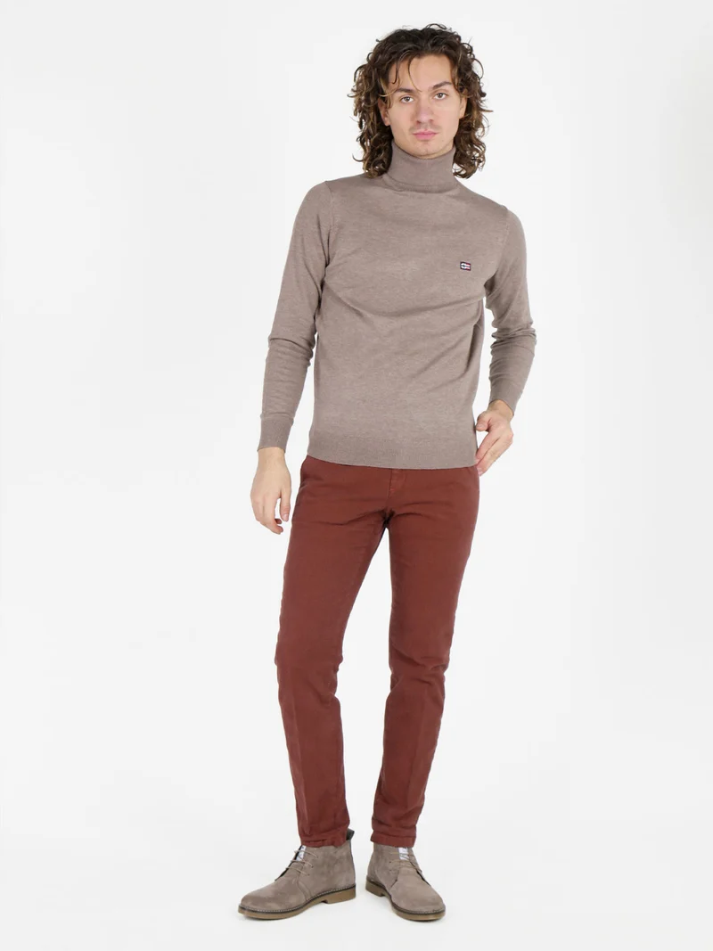 Dolcevita da uomo in maglia - taupe