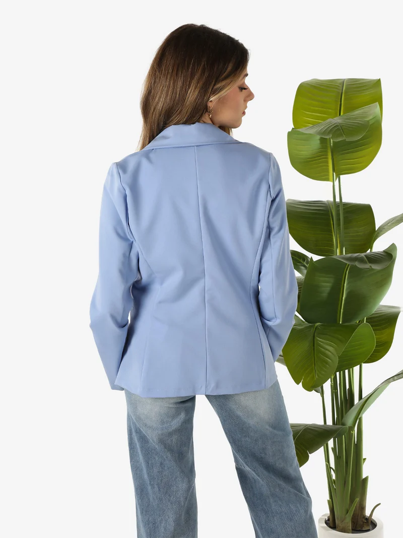 Blazer donna con bottone - azzurro