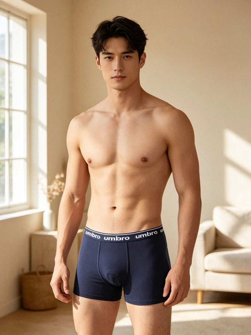 Boxer da uomo in cotone elasticizzato - blu scuro