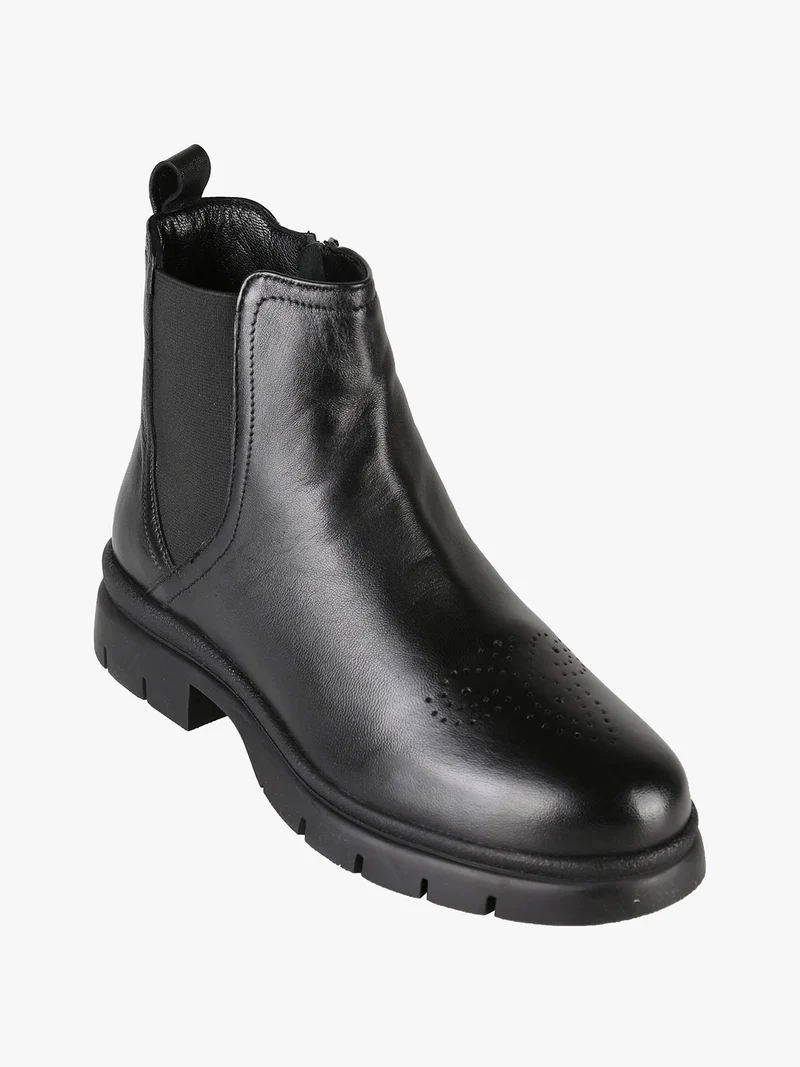 Stivaletti donna in pelle con zip - nero
