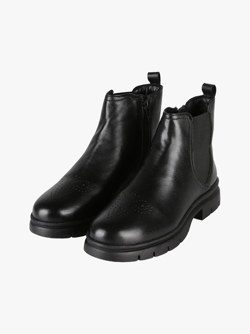 Stivaletti donna in pelle con zip - nero