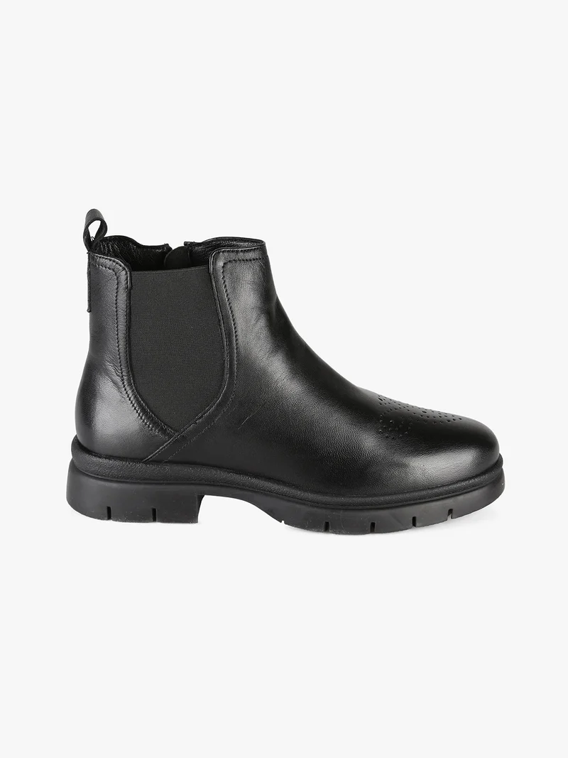 Stivaletti donna in pelle con zip - nero
