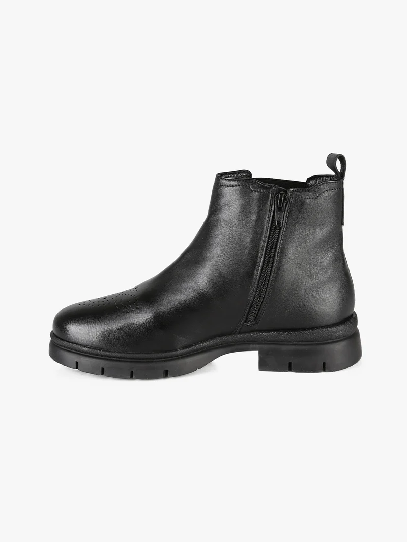 Stivaletti donna in pelle con zip - nero