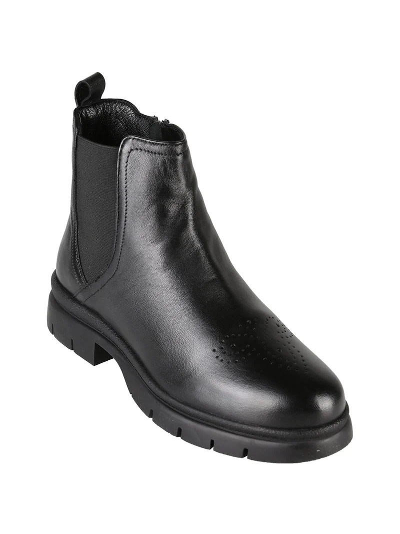 Stivaletti donna in pelle con zip - nero