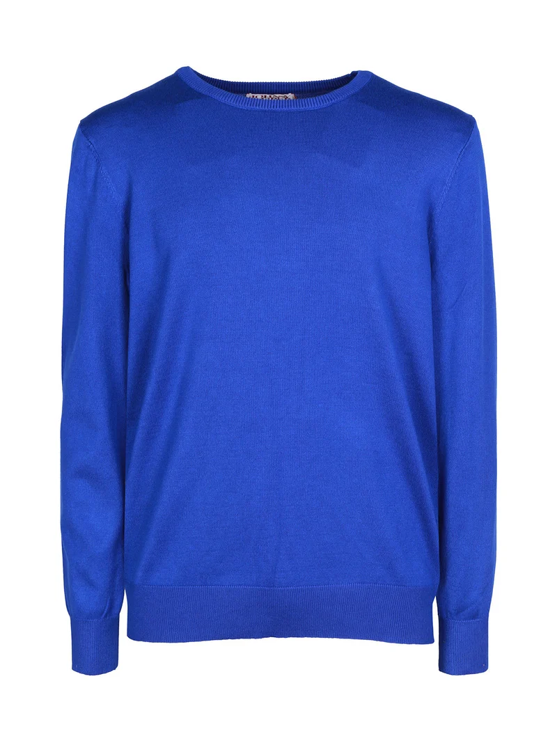 Pullover girocollo da uomo in maglia - bluette