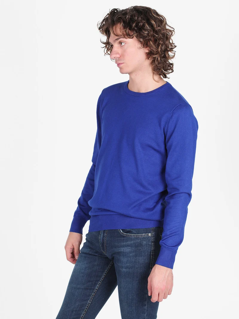 Pullover girocollo da uomo in maglia - bluette