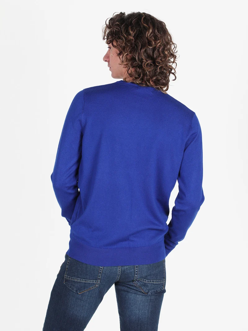 Pullover girocollo da uomo in maglia - bluette