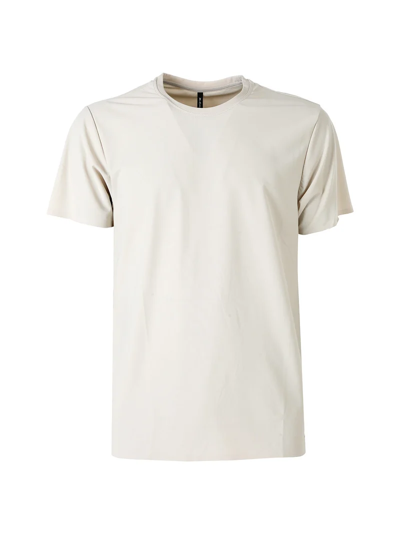 T-shirt girocollo da uomo in tessuto tecnico traspirante - beige