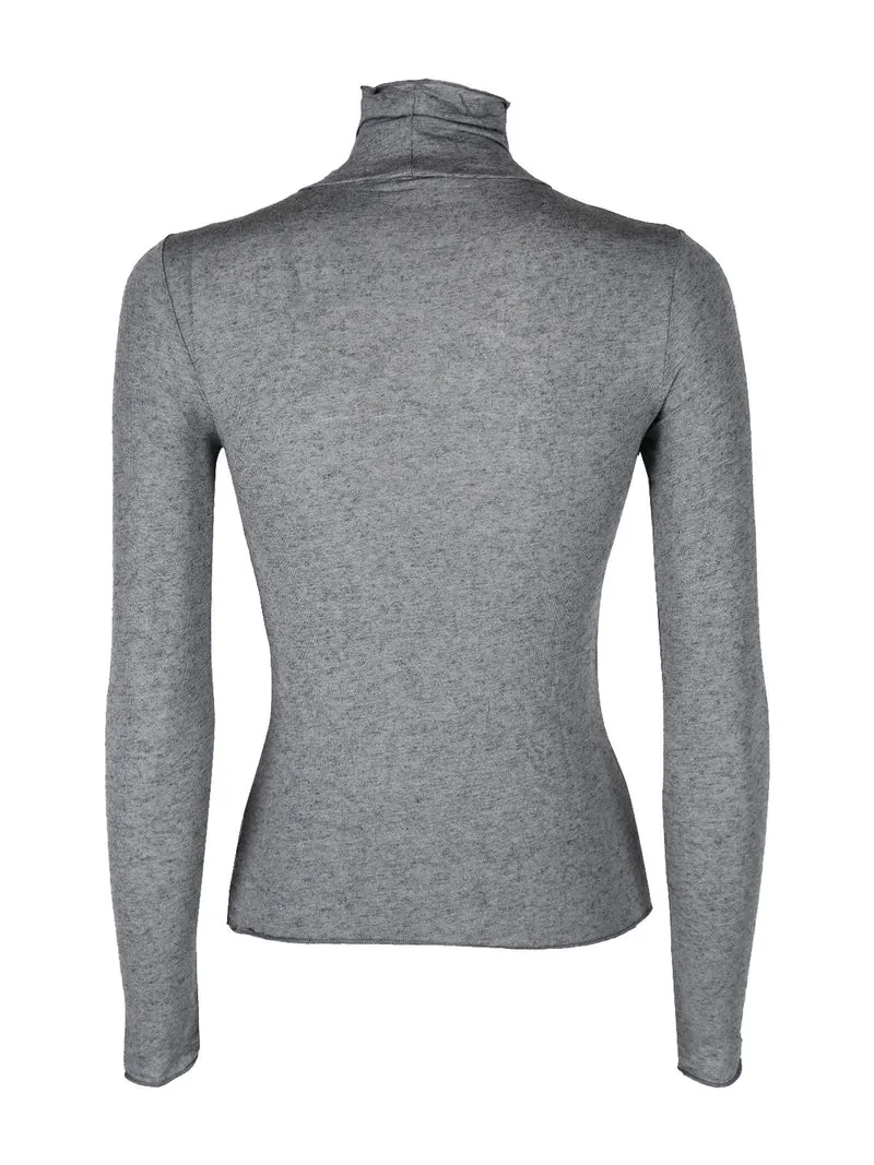 Maglia dolcevita donna in cashmere ultra light - grigio