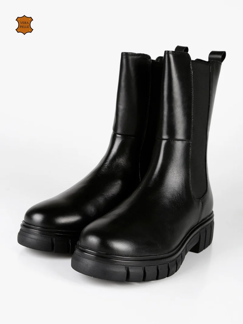 Tronchetti in pelle chelsea da donna - nero