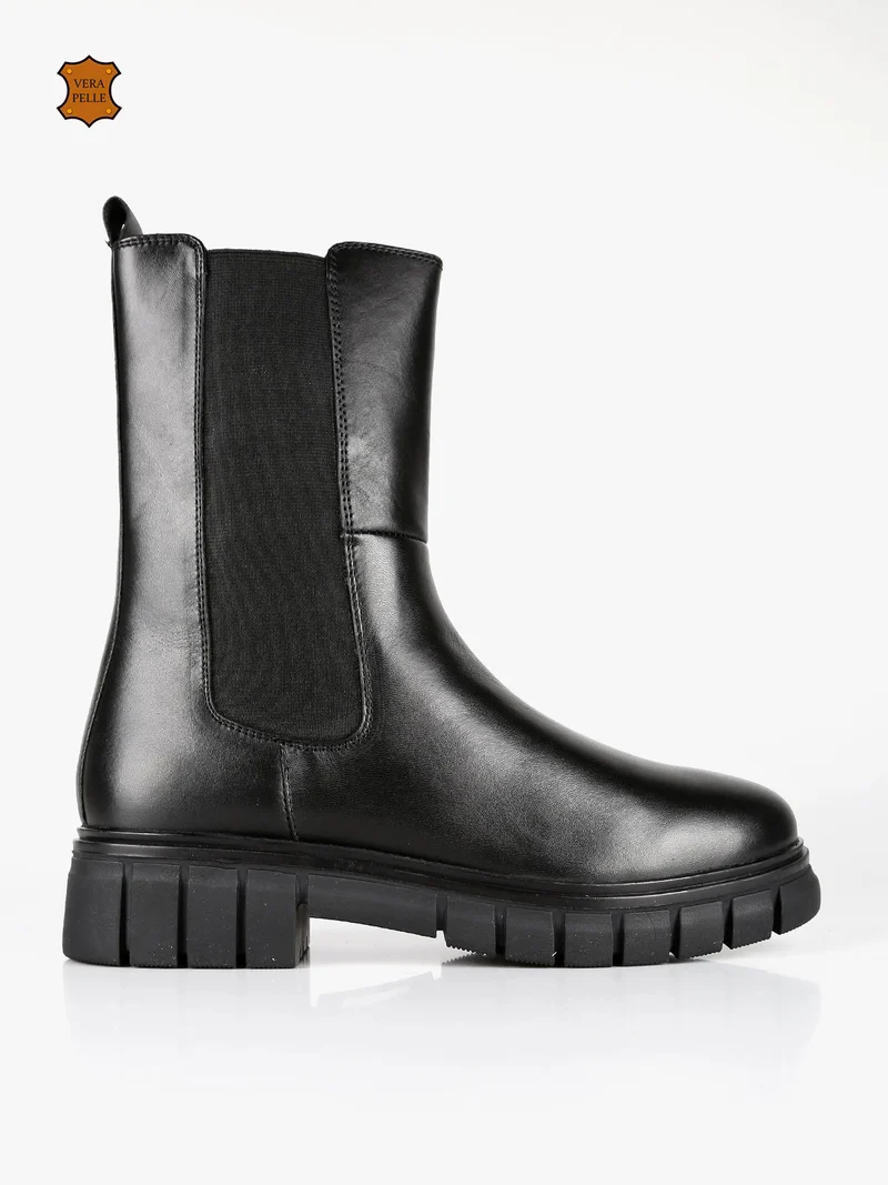 Tronchetti in pelle chelsea da donna - nero