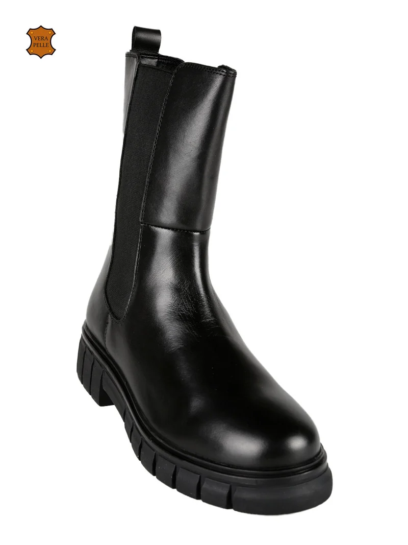 Tronchetti in pelle chelsea da donna - nero