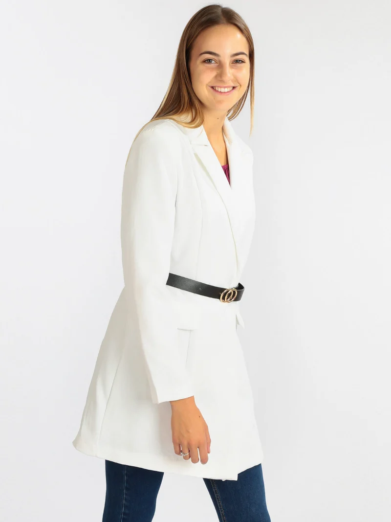 Cappotto leggero donna con cintura - bianco