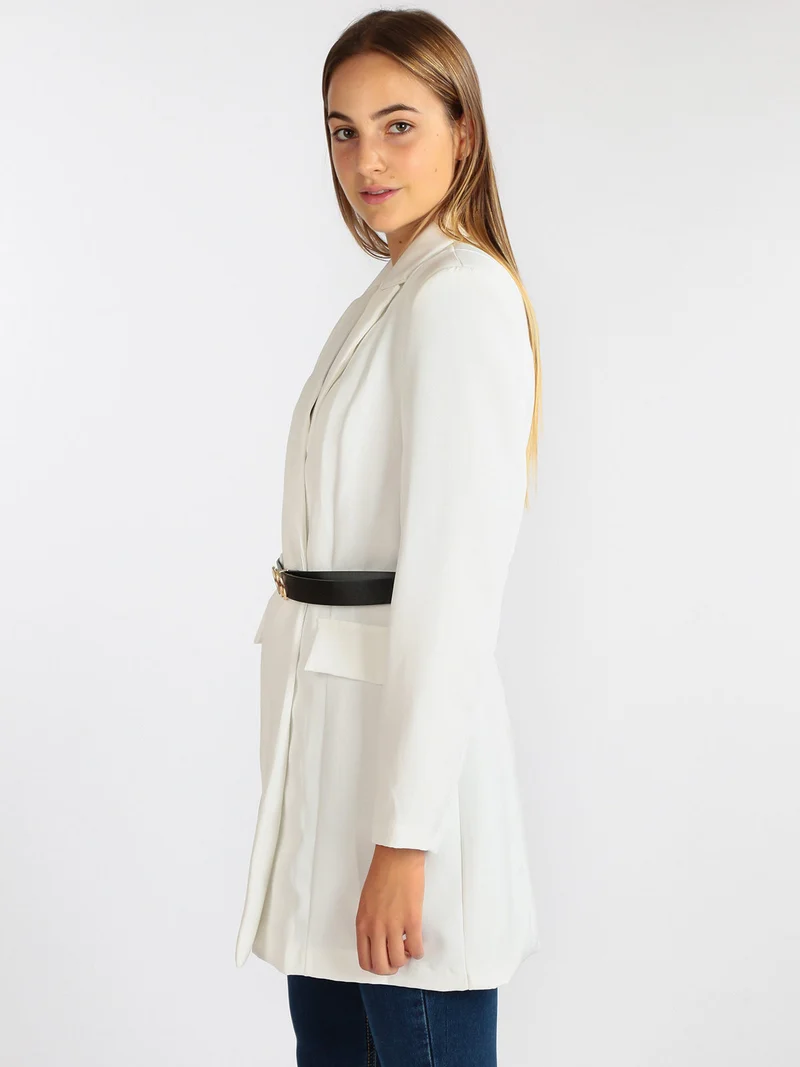 Cappotto leggero donna con cintura - bianco