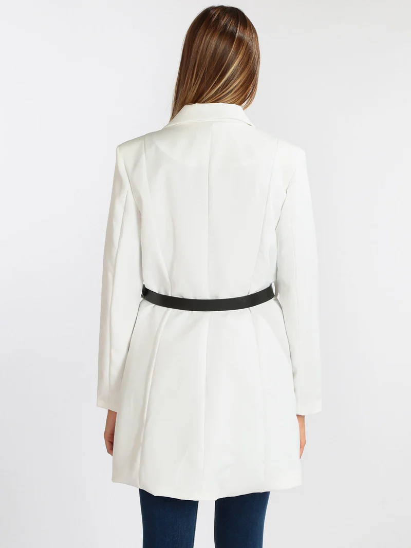 Cappotto leggero donna con cintura - bianco