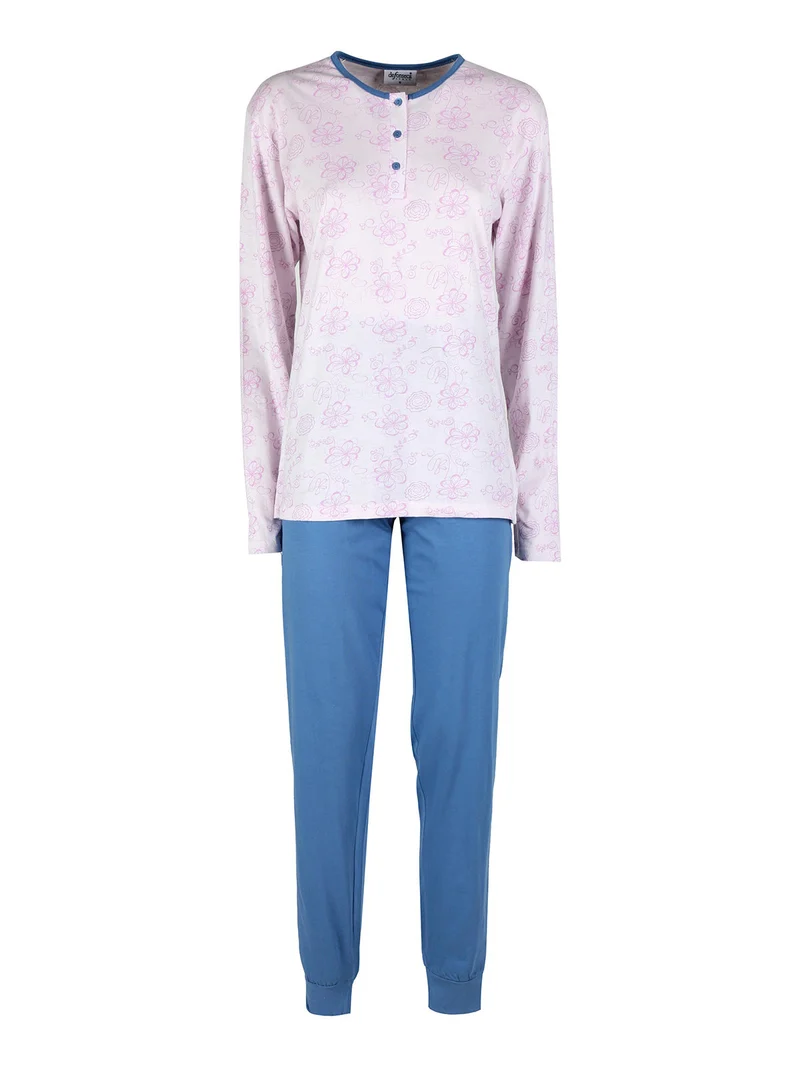 Pigiama lungo da donna in cotone - lilla